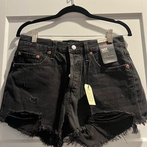 Levi's Women's Distressed Black Jean Shorts